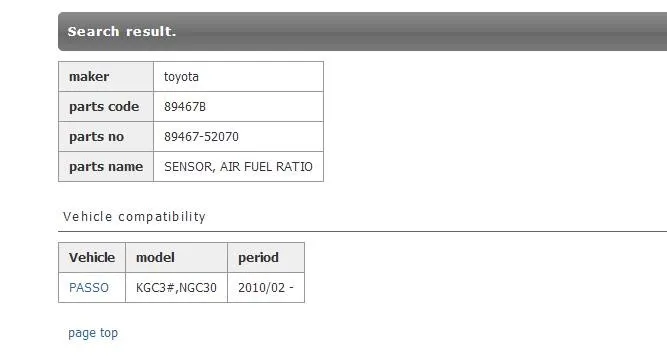 Кислородный датчик лямбда датчик соотношения воздушного топлива для Lexus IS Toyota Auris Urban Cruiser Yaris PASSO 89467-52070 2005
