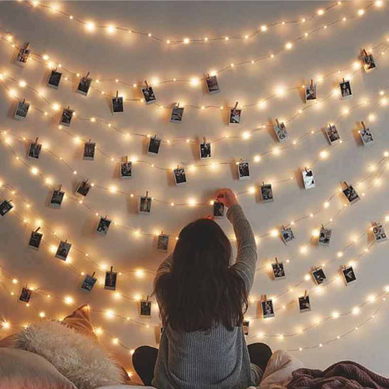 

1/ 2 Meter DC 4.5V LED Photo Clip Light String Copper Wire Lamp Bedroom Photo Wall Lights home wedding decoration Night Light