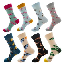 Унисекс пары ребра отделка Хлопок Длинные экипажа носки для девочек милые цветные мультфильм животных морепродукты печатных Harajuku чулочно-носочные