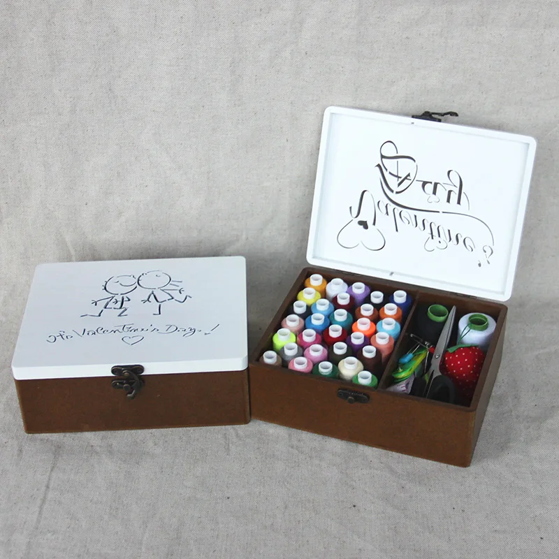 Solid wood needle box Organizer Korea wind needle package Home Hand