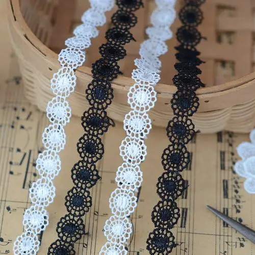 Кружевные Аксессуары черно белые тонкие водорастворимые кружева Eva|accessories