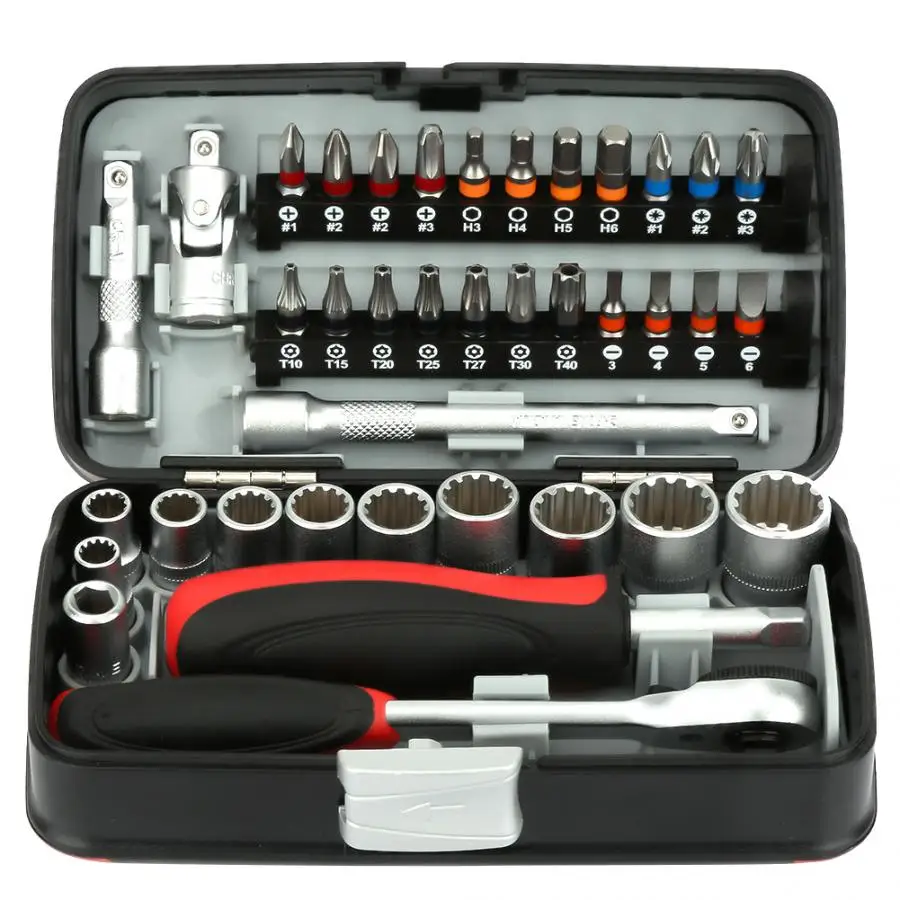 

38PCS MiNi Ratchet Handle Screwdriver Bit Socket Set Wrench Tool Kit