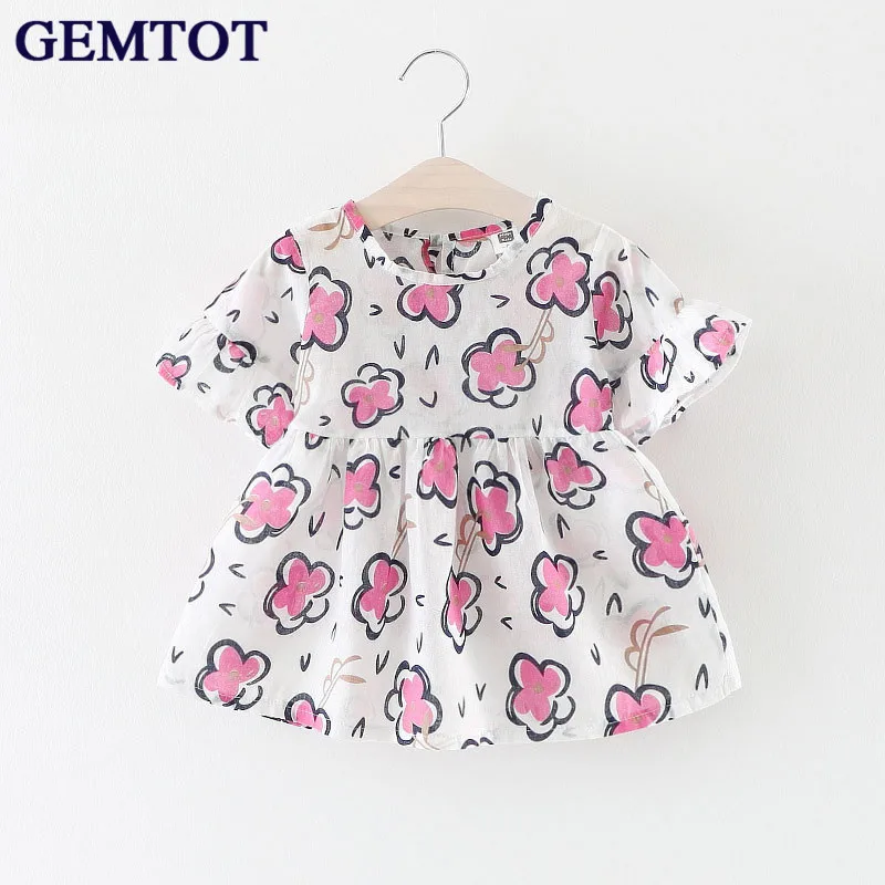 GEMTOT Summer 2018 Baby Girls Clothing Dresses Children's Wear Kids Print Dress Abstract Flower Wholesale Princess k1 | Детская