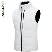 Новое поступление, IN-YESON, ультра-светильник, мужской жилет, высокое качество, стоячий воротник, на молнии, теплый белый утиный пуховик, мужская зимняя куртка