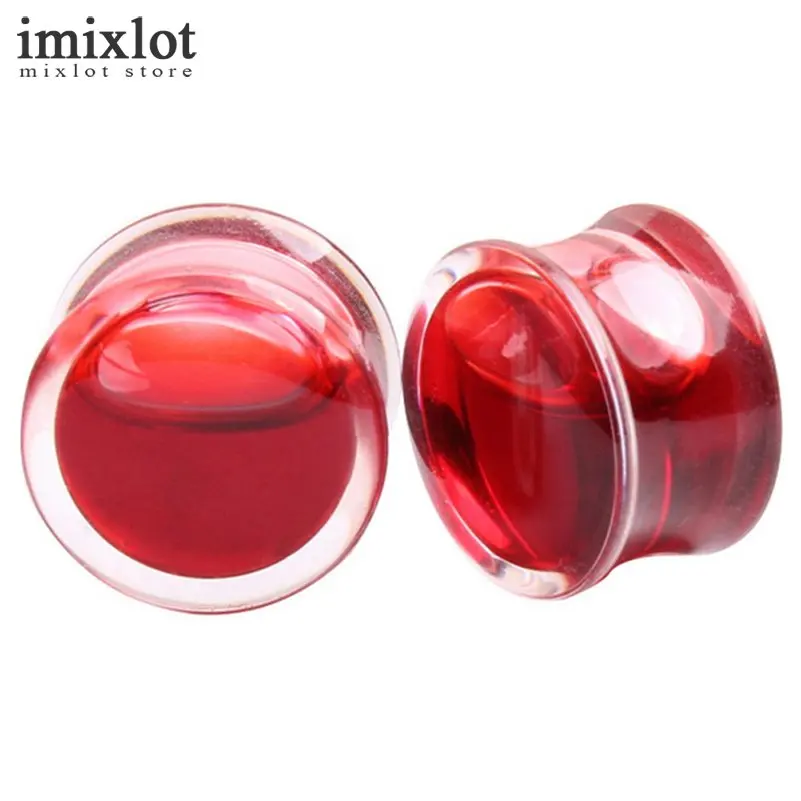 Imixlot 1pair Red Liquid Blood Ear Gauges Acrylic Ear Plug Earrings