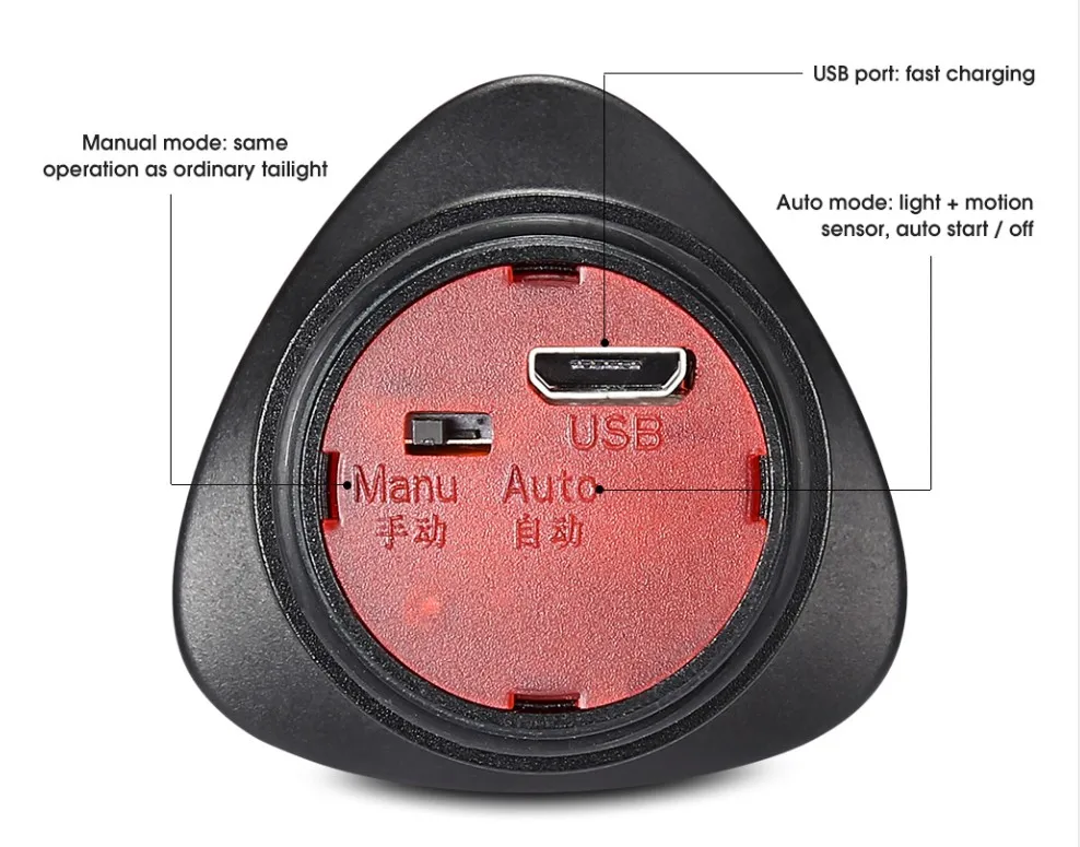 Discount Bicycle Flashlight Bike Rear Light Auto Start/Stop Brake Sensing IPx6 Waterproof LED Charging Cycling Taillight 3