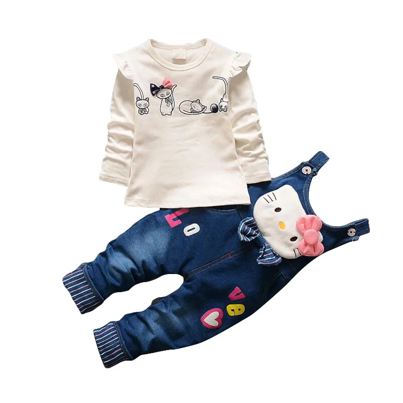 Комплект одежды для девочек Hello Kitty и Микки Минни комплект осенней рубашка с
