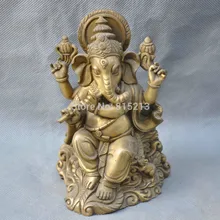 Bi0011589 6 ''Китай Тибет Буддизм Ганеша Слон Бог богатства Бронзовая Статуя