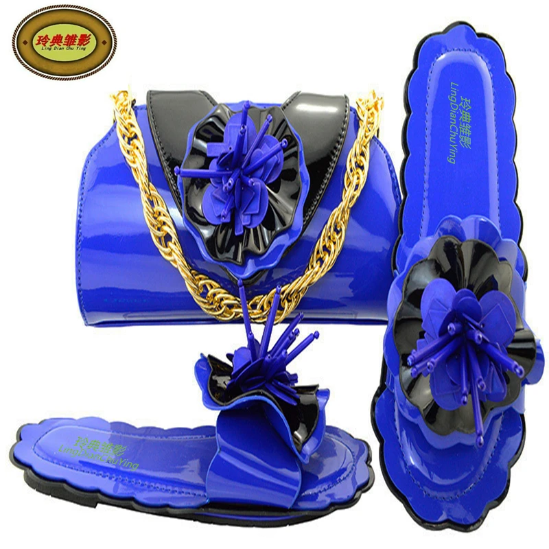 

MM1053Good Selling African Party Shoes Slippers With Bag Fashion Rhinestone Woman Sandals Pupms For Adult Free Shipping