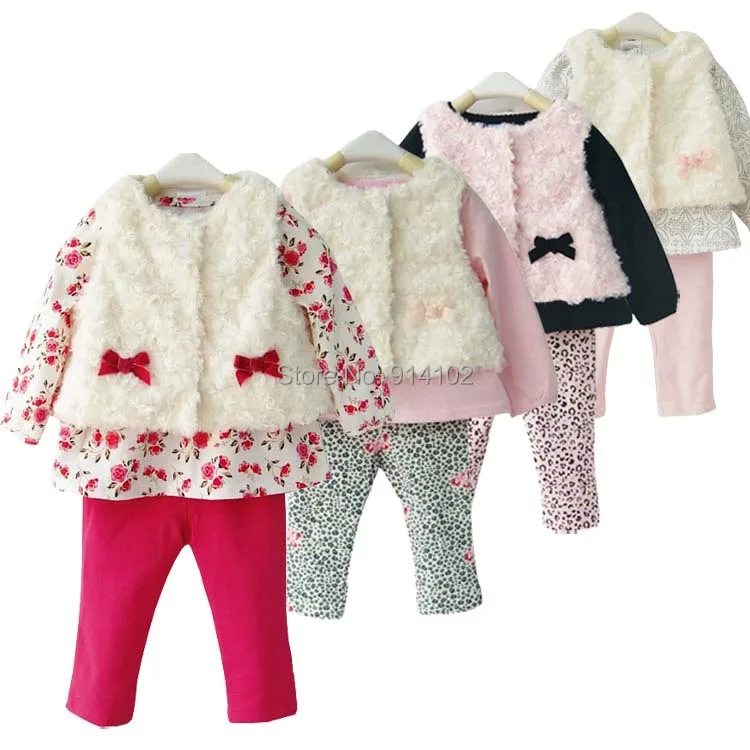 Newborn Baby Girl Clothes Set Piece Faux Fur Vest Shirt Newborn Baby Girl Clothes Set Piece Faux Fur Vest Shirt