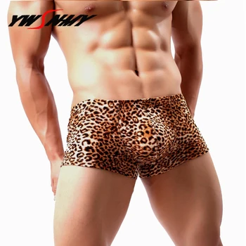 

3 pcs/lot Men's Sexy Leopard Boxer Shorts Underwear Men Sexy U Convex Underpants Gay Cueca Homme Comfortable Boxers Shorts