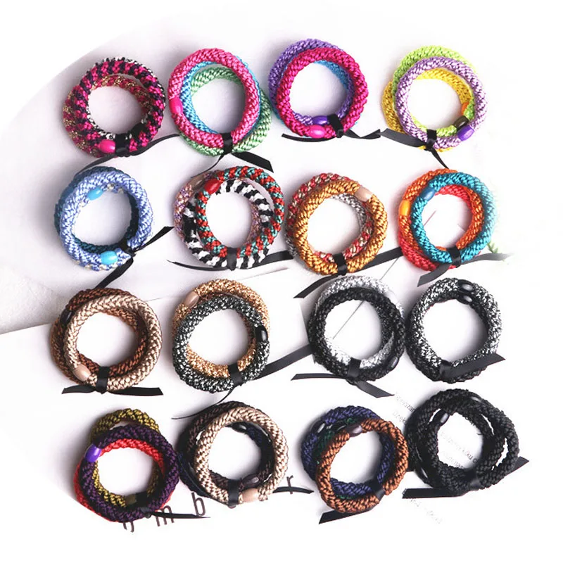 

3Pcs Thick solid stretchy ponytail holders girls elastic hair bands rope fashion scrunchies headband for women hair accessories