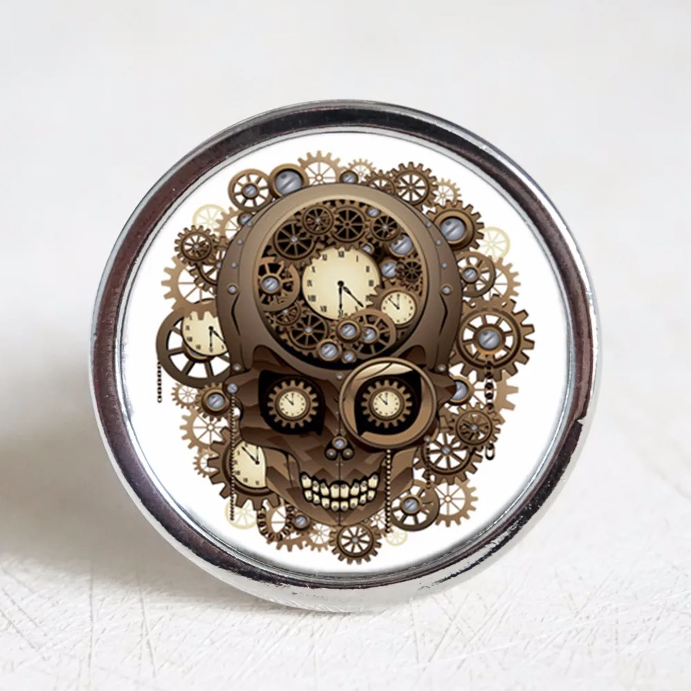 

Gear Skull Drawer Knobs Pulls Handles / Kitchen Cabinet Handle / Sliver B Dresser Drawer Knobs furniture hardware