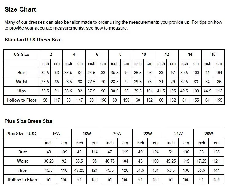 size chart