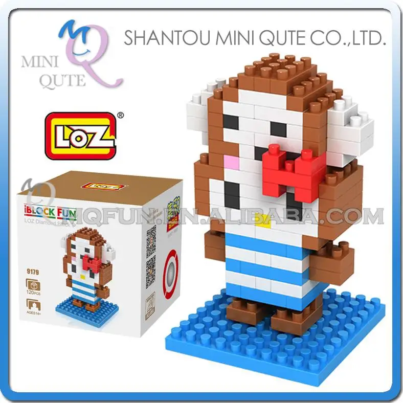 128pcs/lot Mini Qute 3d hello kitty Monkey loz diamond nano block plastic building blocks bricks educational toy game NO.9179 | Игрушки и