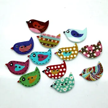 

50pcs Mixed Bird Wooden Sewing Buttons For Clothing Needlework Scrapbooking Wood Botones Decorative Crafts Diy Accessories