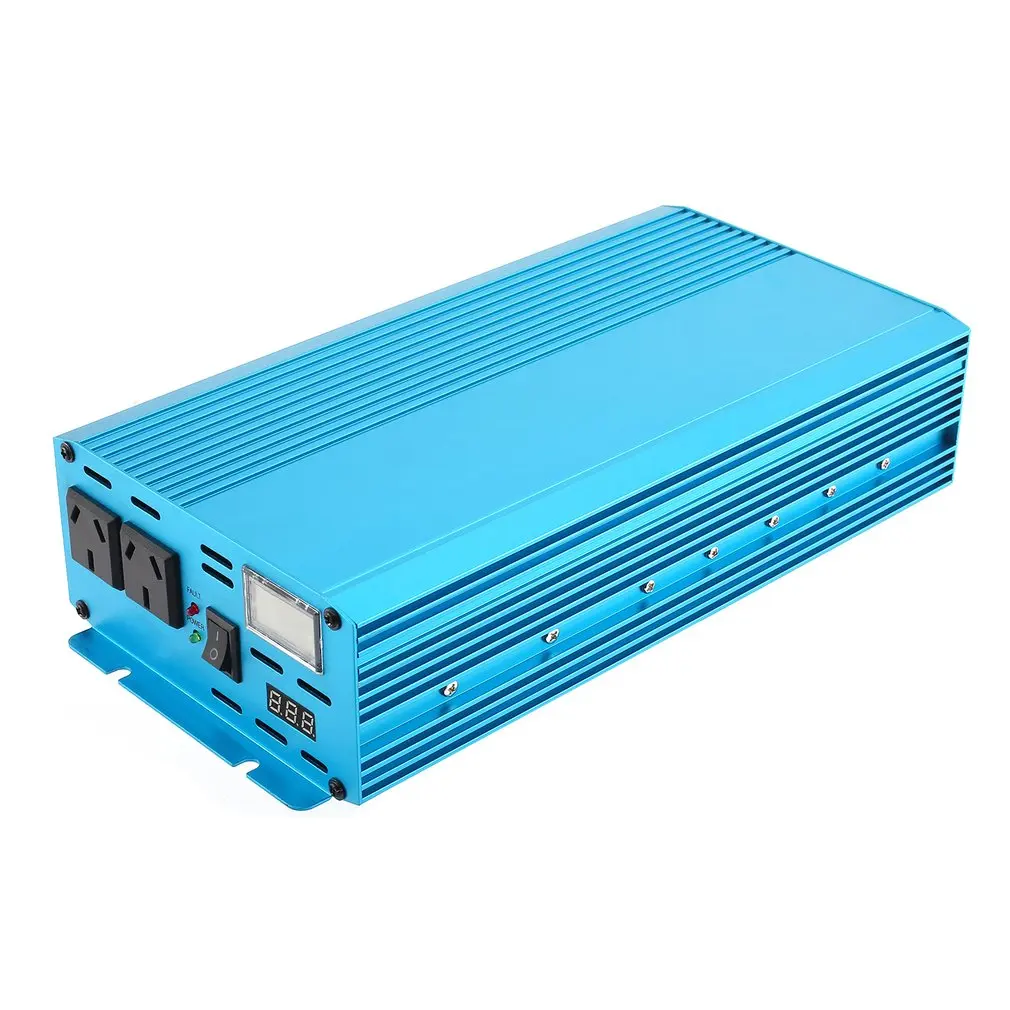 

12V To AC 240V Power Converter Pure Sine Wave Car Voltage Converter Blue Aluminum Alloy Car Charger With Clip