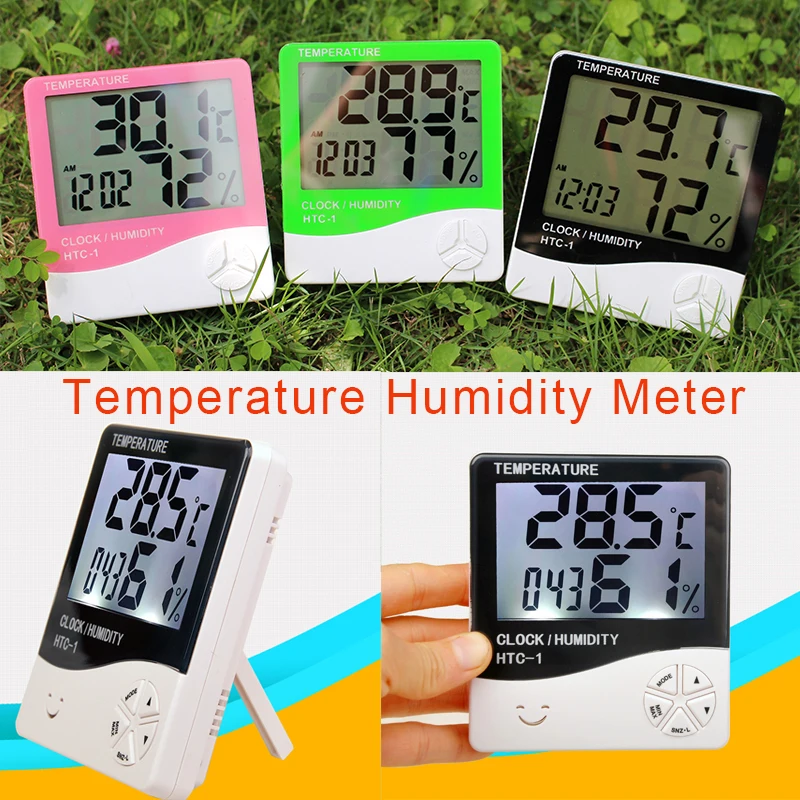 

HTC-1 Digital Room LCD Thermometer Electronic Temperature Humidity Meter Hygrometer Weather Station Indoor Alarm Clock