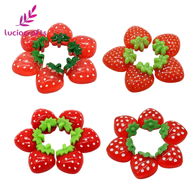 Lucia Crafts 2/6/24 шт Клубника Смола Кабошон скрапбук DIY девушка аксессуары для волос