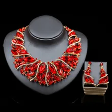 2017 Fashion Vintage nigerian crystal African beads necklace and drop earrings jewelry set for wedding or party free shipping