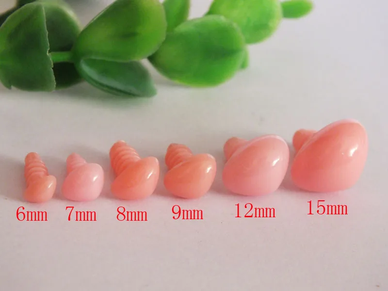 Free Shipping!! 60pcs Mixed size safety animal nose in pink plastic for doll/Come With Washers Each size--10pcs plushys soft doll eyes plastic scary oval flat eyeball diy animal stuffed toys sewing craft puppet doll making mixed