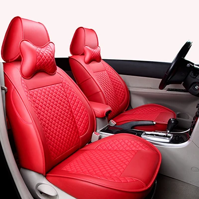 Спереди и сзади) Специальные кожаные универсальные чехлы для сидений автомобиля для Honda все модели CRV XRV Odyssey city civic Jazz crosstour crider - Название цвета: Red Standard