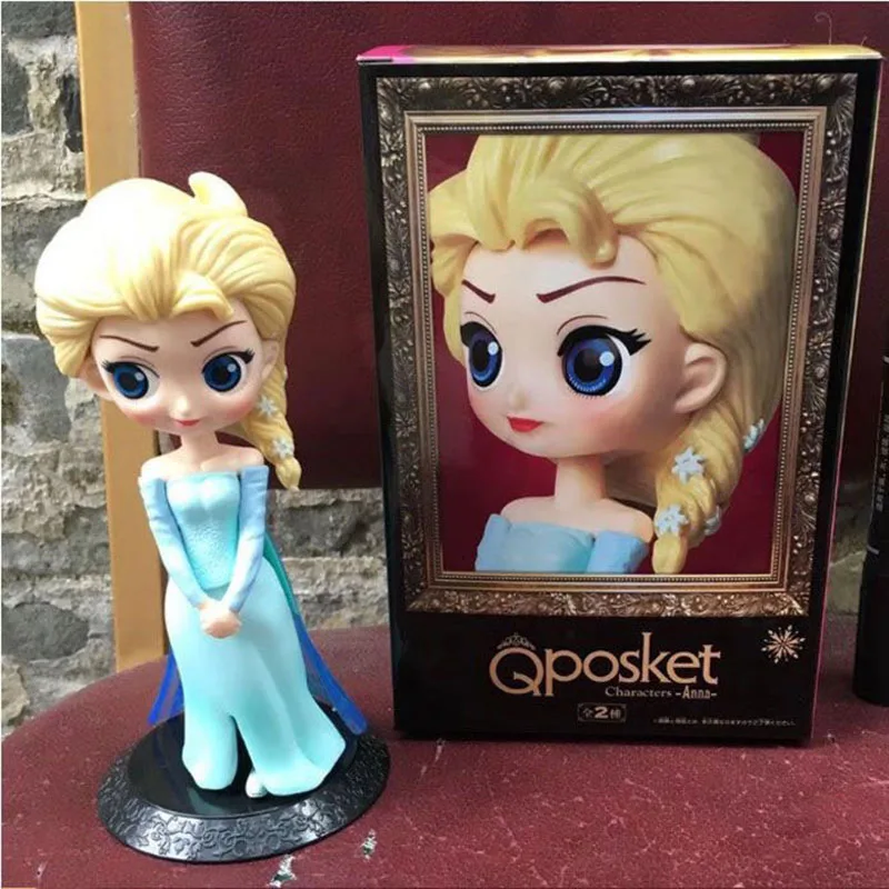4Pcs/set Disney Q Posket Princess Garage Kit Cute Wonder Woman Frozen Model Toys Collectible Model Loose Toy Ornaments Doll