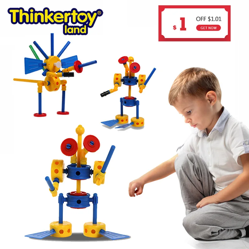

Thinkertoy Land 70 PCS Kids Gift Blocks Set Kindergarten Educational Toys A.I Robot Blocks Assembly Construction Toy For Toddles