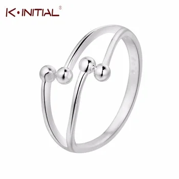Kinitial 1Pcs 925 Sterling Silver Fashion Balls Open Rings Wishbone Ring For Women High Quality Lady Prevent Allergy Jewelry