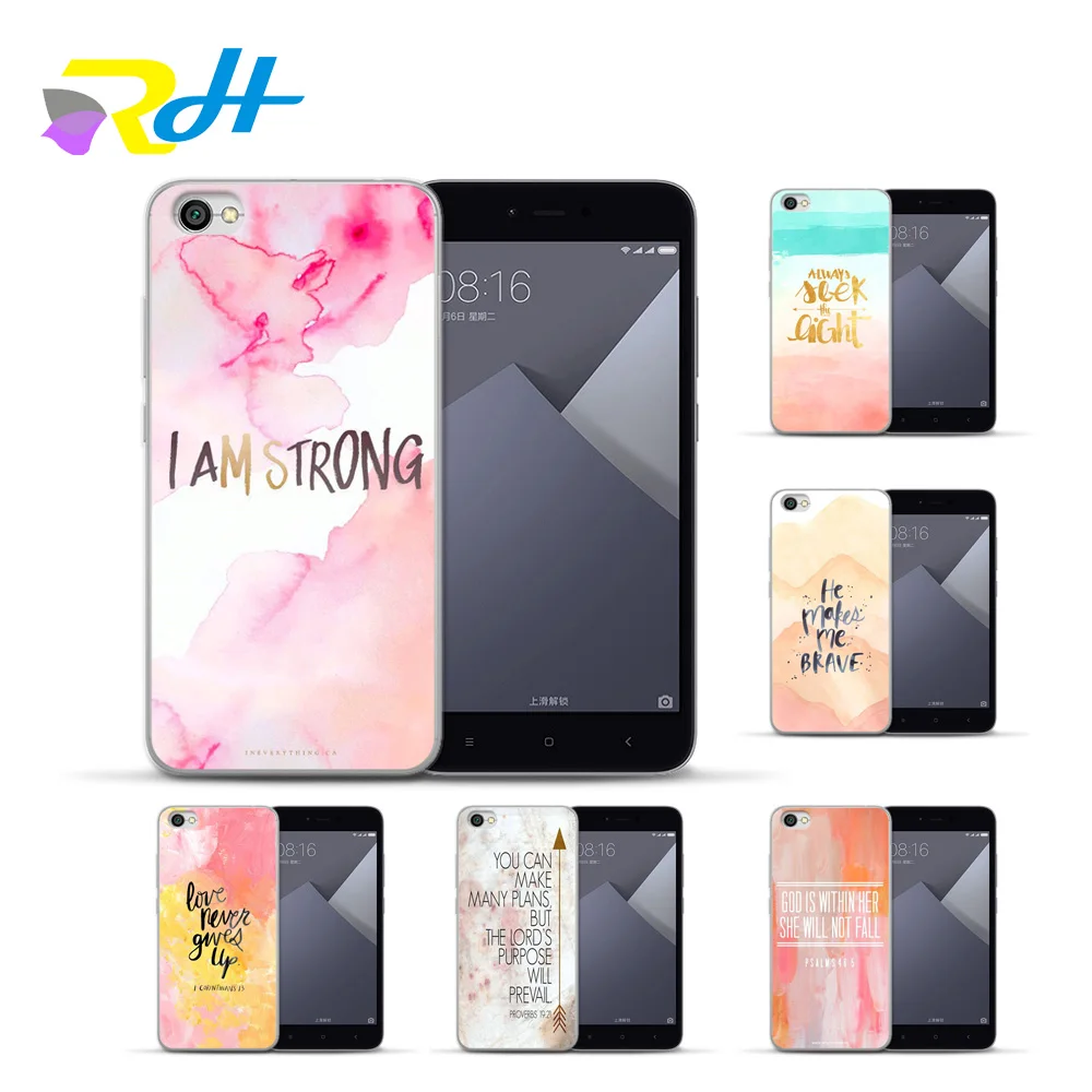 TPU Case For Xiaomi Redmi 4A 4X Note Mi 5X 6 Plus Coque Etui Painted watercolor text Shell 5A cover | Мобильные телефоны и