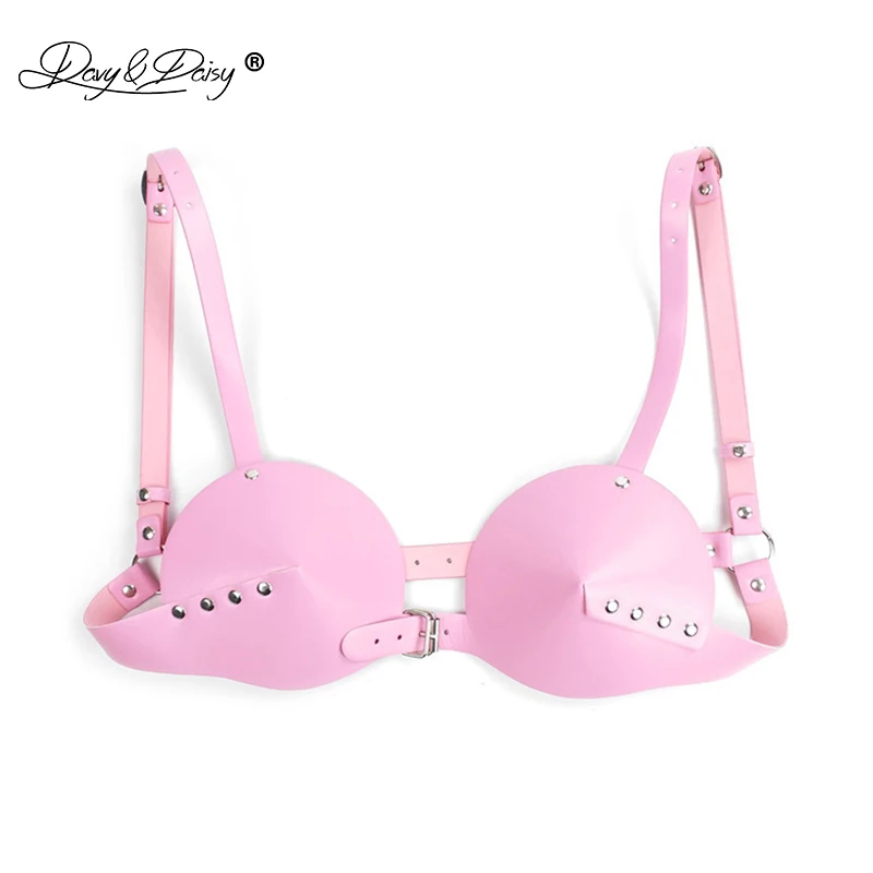 DAVYDAISY Women Sexy Bra PU Leather Bralette Porn Intimates Sexy Lingerie Cropped Top Female Underwear Erotic Bras BR501