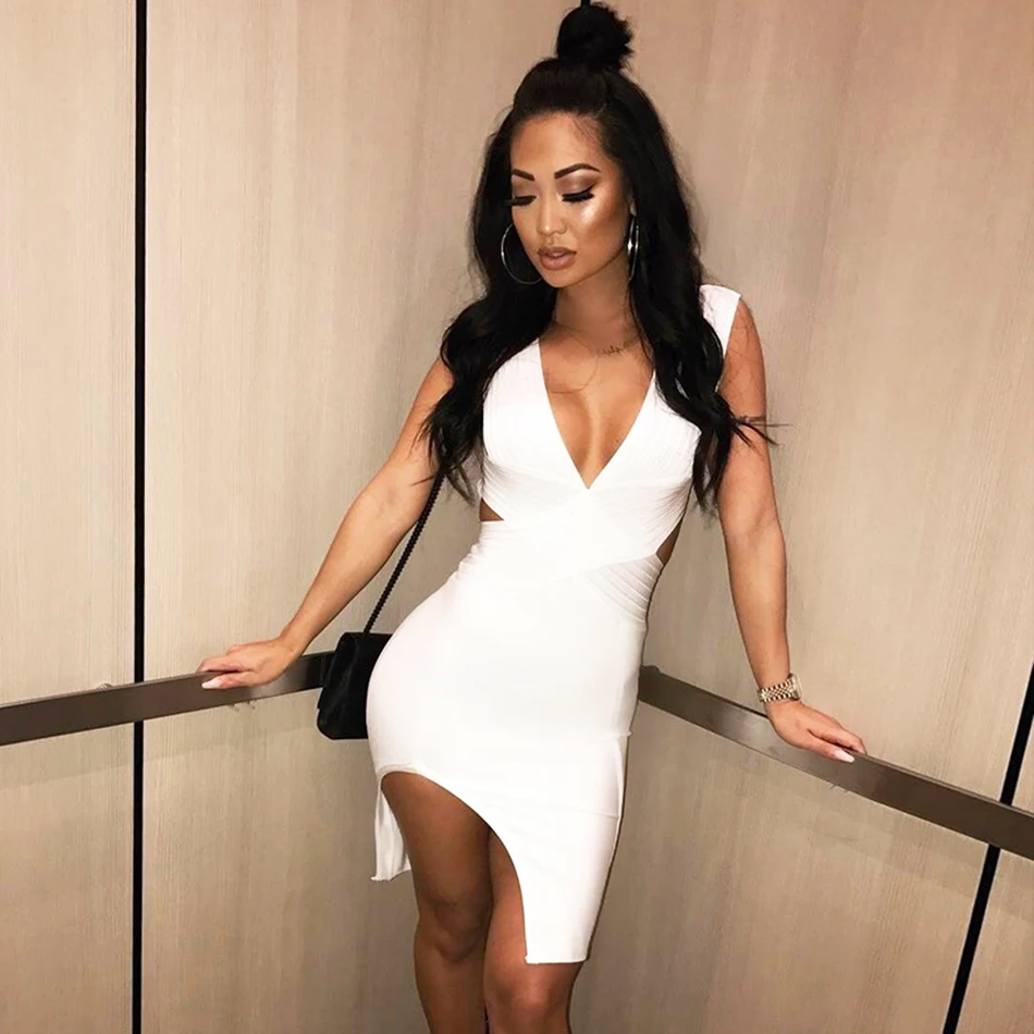 Ocstrade-New-2017-Olive-green-Split-Sexy-White-Bandage-Dress-Summer-v-Neck-Bodycon-Dresses-for (4)