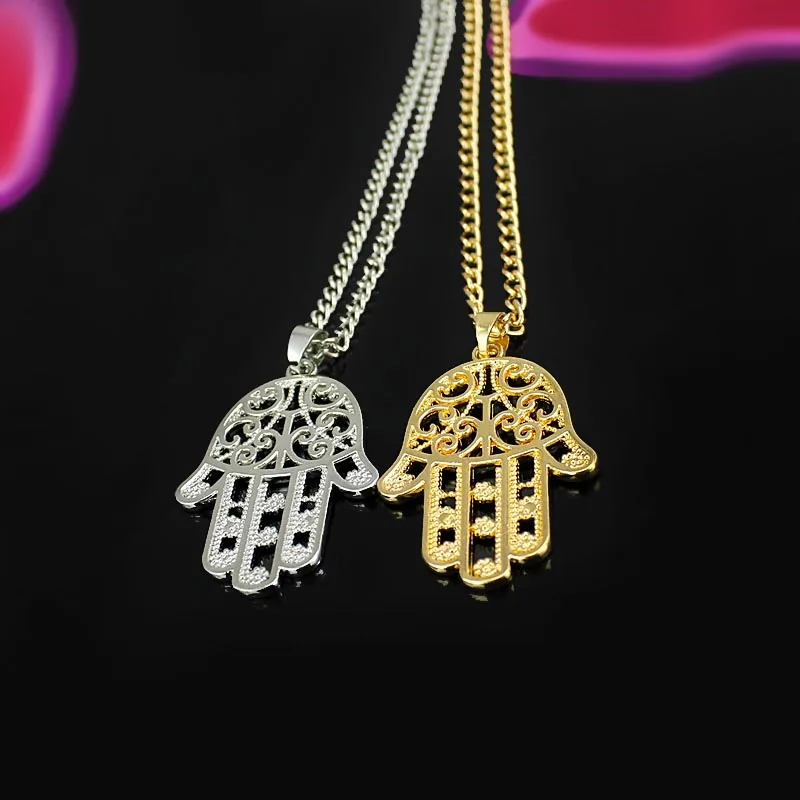 Ожерелье Хамса Фатима, серебряное, золотое, цветная цепочка, ручная подвеска, ожерелье для женщин, массивное ожерелье, ювелирное изделие