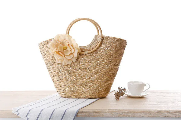rattan beach bag flower handbag 04