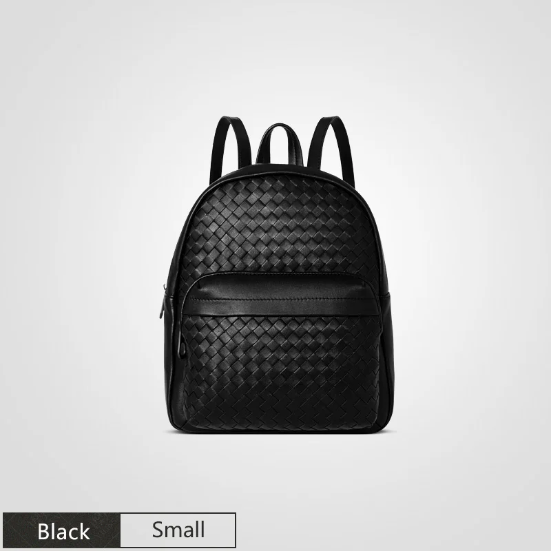 Рюкзак из натуральной овечьей кожи, унисекс сумка на плечо, прочный простой рюкзак ручной работы, дикая маленькая сумка, дорожная сумка - Цвет: Black(Small)