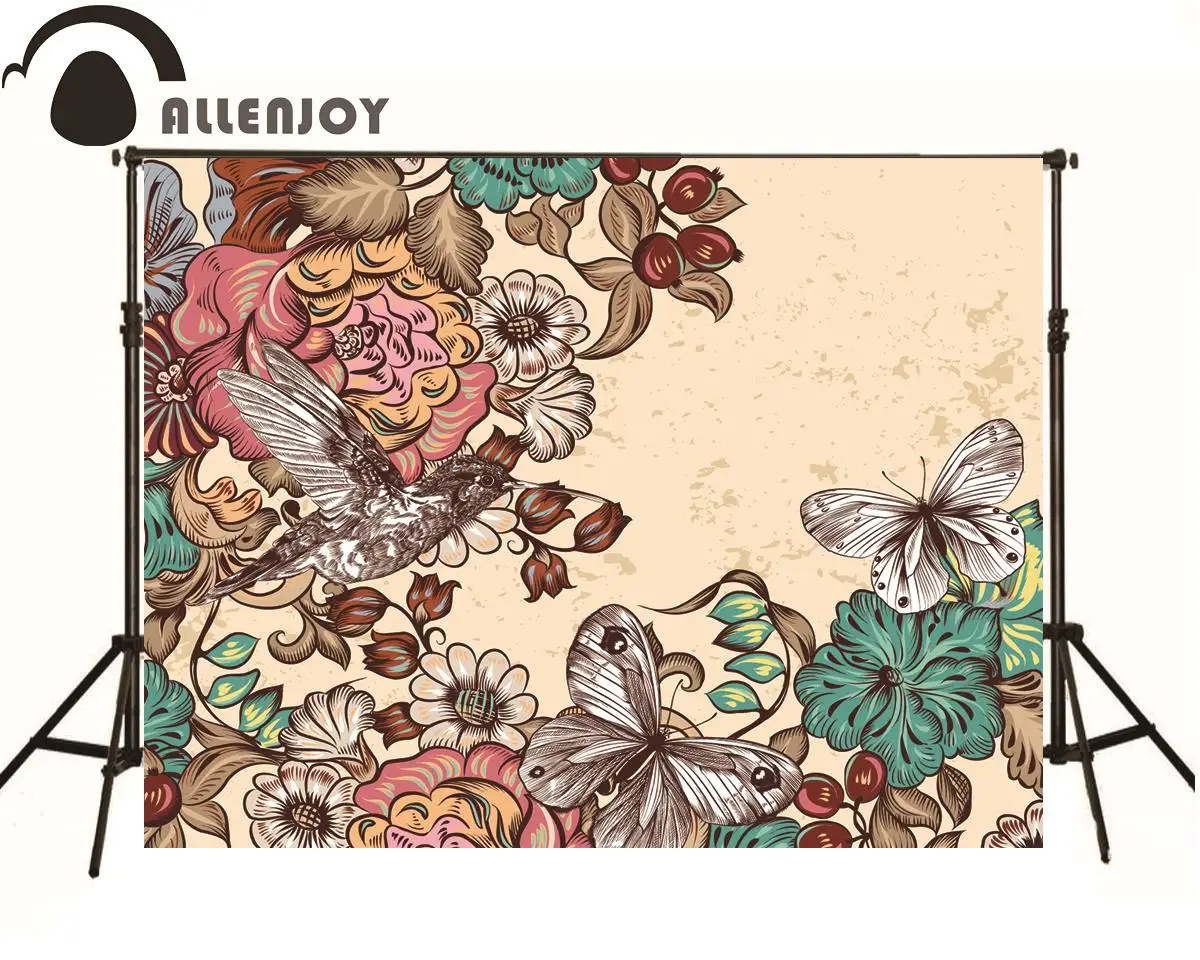 

Allenjoy photographic background Butterfly Art Pink kids vinyl send rolled fabric photography backdrops