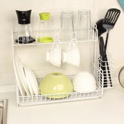  Kitchen tableware storage rack double drop tray drain ditch kitchen rack tray chopsticks cage LU421 - 32909386085