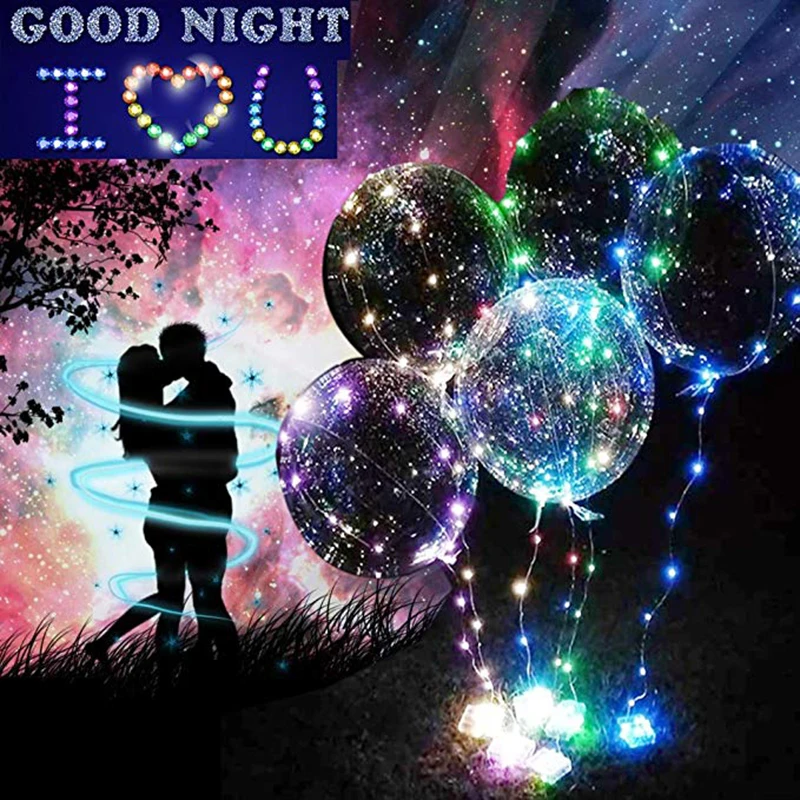 

20Pcs Luminous Led Balloon Clear Bubble Balloon With Hand Shank LED Light Wedding Decor Birthday Party Supplies 20inch Balloons