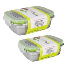 2 шт. контейнеры для пищевых продуктов большая емкость протекающий Vagetable коробка для хранения контейнеры из нержавеющей стальной крючок коробка для офиса