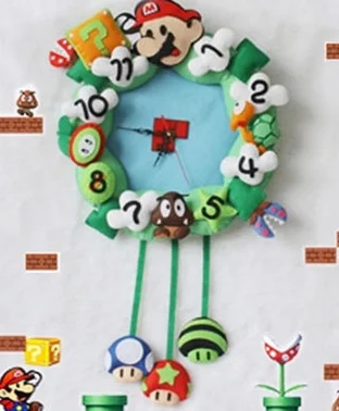 Cartoon home wall clock fabric felt kit DIY sewing set