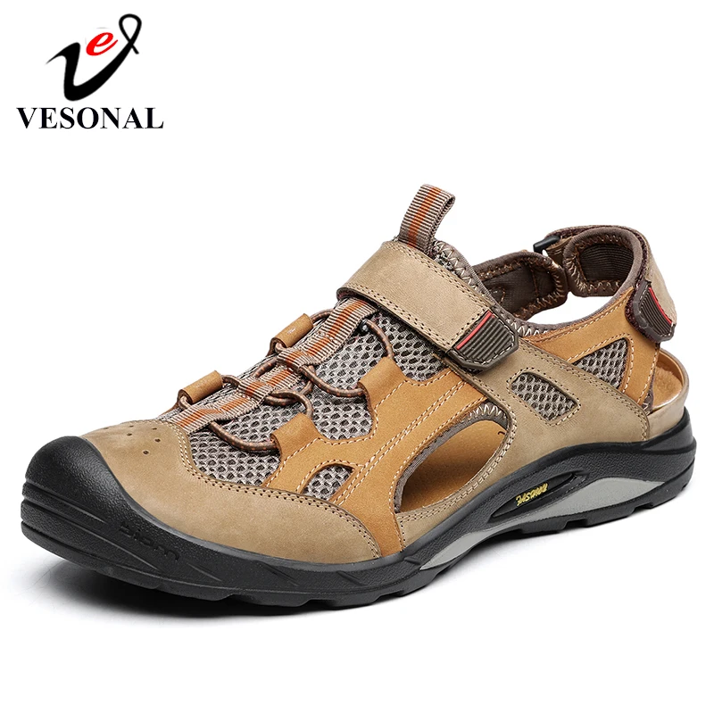 

VESONAL 2019 Summer New Outdoor Shoes Men Sandals Classic For Male Soft Walking Sandalias Breathable Mesh Casual Sandal 7958