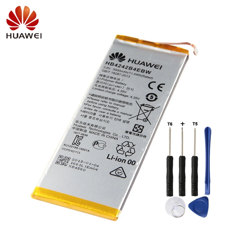 

HUAWEI HB4242B4EBW Genuine Battery For Huawei H60-L11 H60-L04 honor 4X Honor 6 H60-L01 H60-L02 3000mAh Phone Battery + Tool