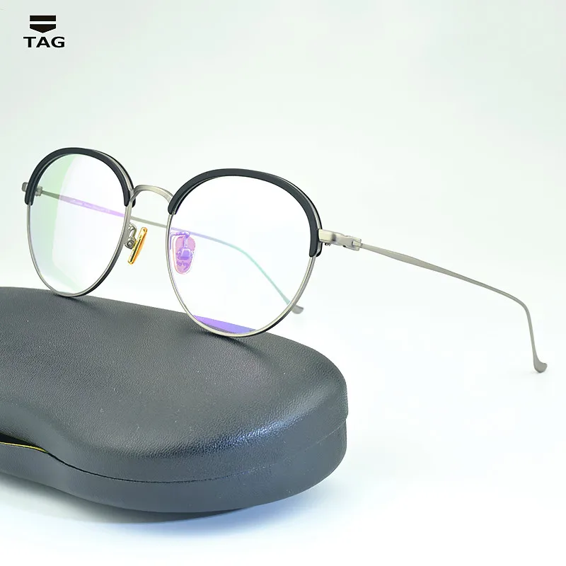 Brand Eyeglasses retro Half frame metal Glasses fr