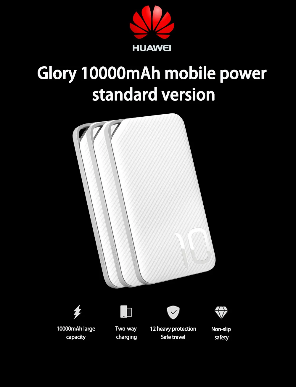 Huawei Honor, портативный внешний аккумулятор 10000 мАч, 5 В, 2 А, внешний аккумулятор для iPhone, Xiaomi, huawei, Oneplus, двойное зарядное устройство USB