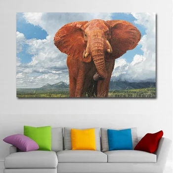 

1 Pcs HD Prints Animal Elephant In Grassland Oil Painting Printed On Canvas Wall Art Prints For Living Room Home Decor Unframed