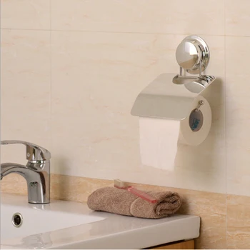 

1PC Suction Cup Rack Plastic Stainless Steel Strong White Punch-Free Wall Paper Towel Holder Roll Paper Rack For Toilet Bathroom