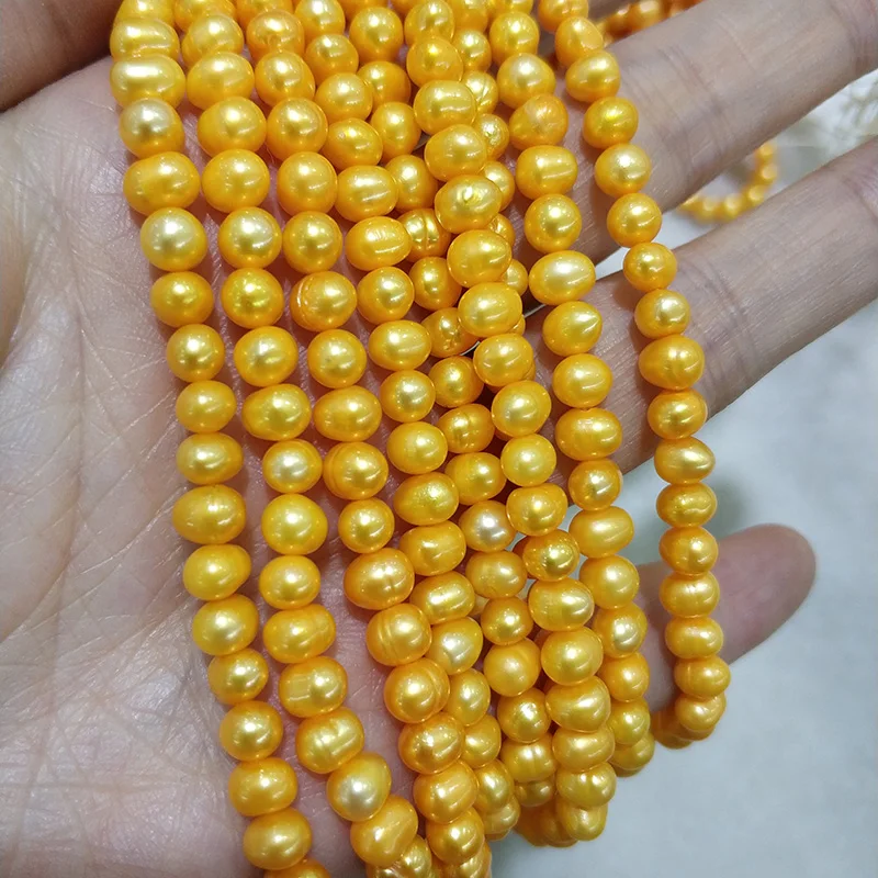 

JYX 2019 2 strings DIY pearls material oval round 4.5-6mm Natural Freshwater Pearl Strands DIY Handmade Jewelry 15" necklace