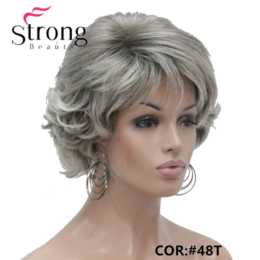 StrongBeauty короткий парик мягкий взъерошенные кудри коричневый выделяет полный синтетические парики выбор цвета