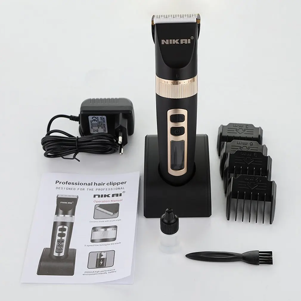 

NK-8815 Electric Hair Clipper Rechargeable LCD Display Adjustable Speed Hair Cutter Trimmer Universal Barber Haircut Tool