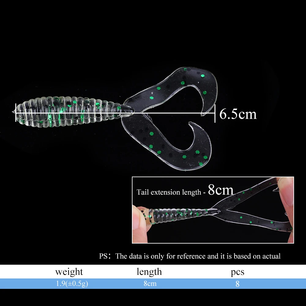 Рыболовная приманка двуххвостая 3D встряхивание рыбы мягкая 8 шт./лот 1,9 г приманка для ловли басов приманка для плавания воблер рыболовные снасти